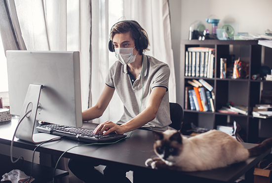 Teen distance learning with help of cat